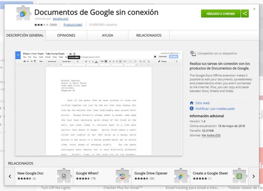 Cómo usar Google Docs sin conexión a