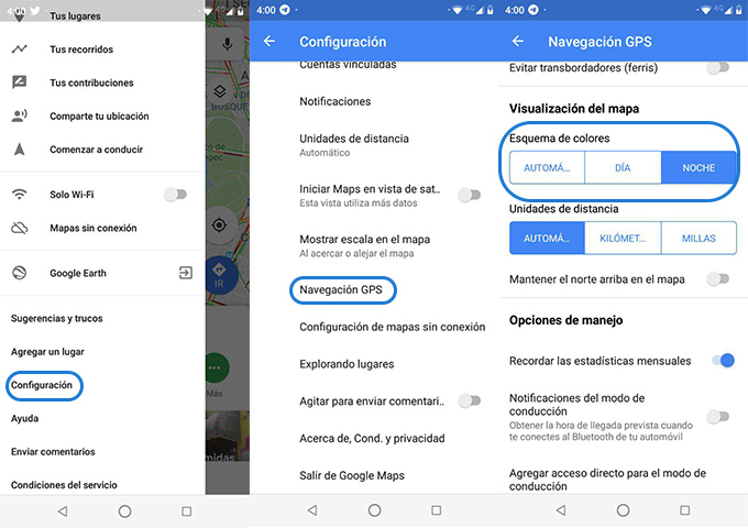Cómo activar el modo oscuro en Google Maps para Android