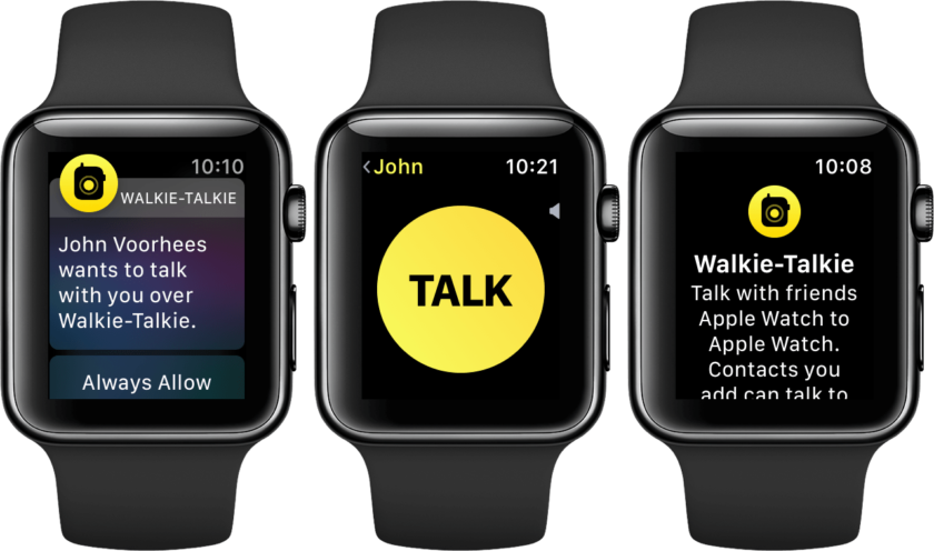 apple watch series 2 walkie talkie