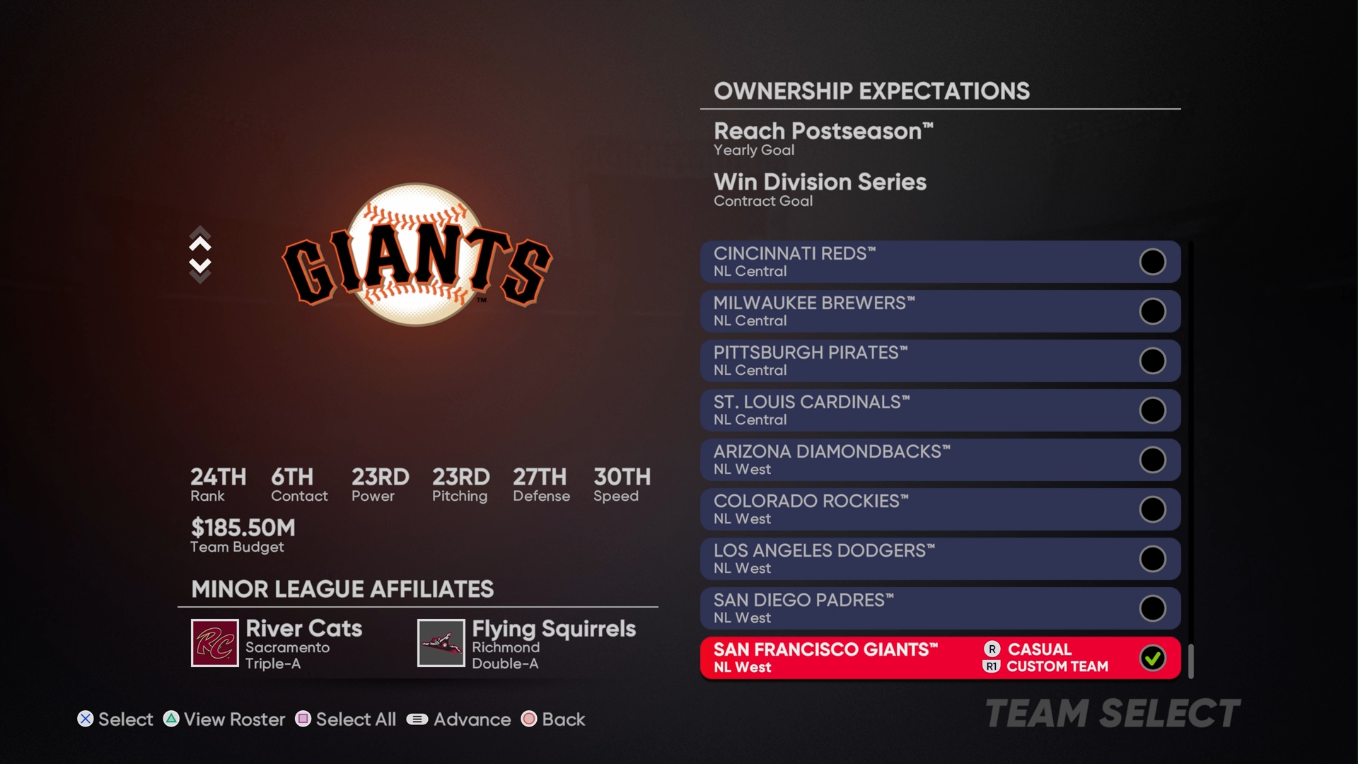 Inicio del Franchise Mode