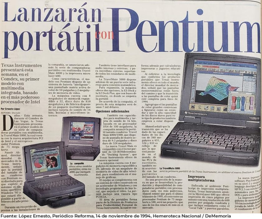 Ordinateur portable Texas Instruments Travelmate 5000 P75 PIÈCE OU