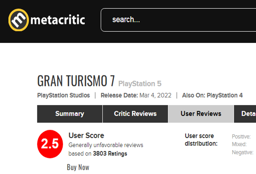 Gran Turismo 7 se convierte en el juego peor valorado de Sony en Metacritic