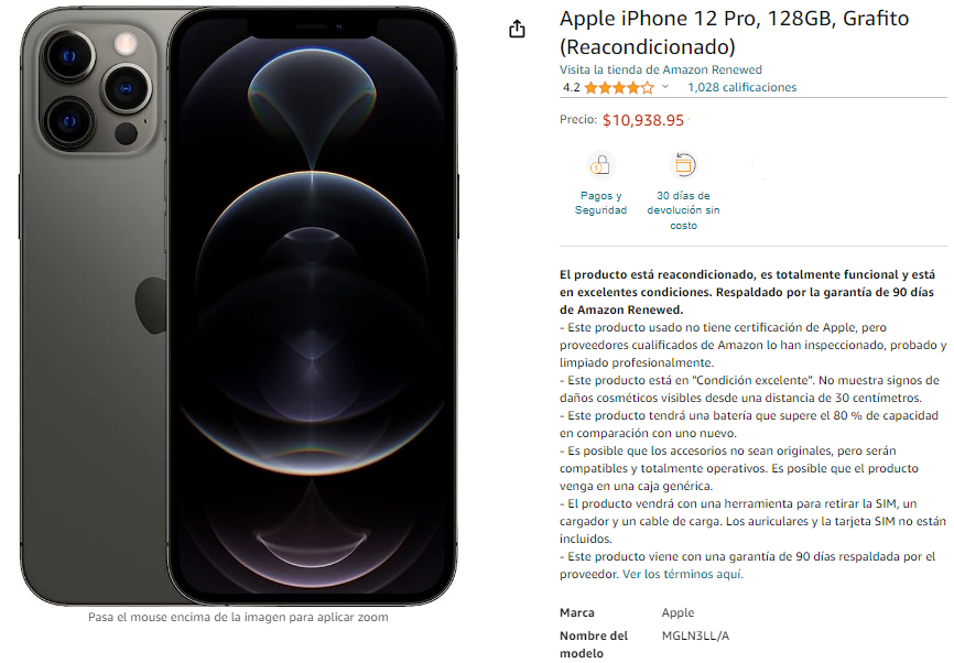 iPhone 12 Pro reacondicionado precio