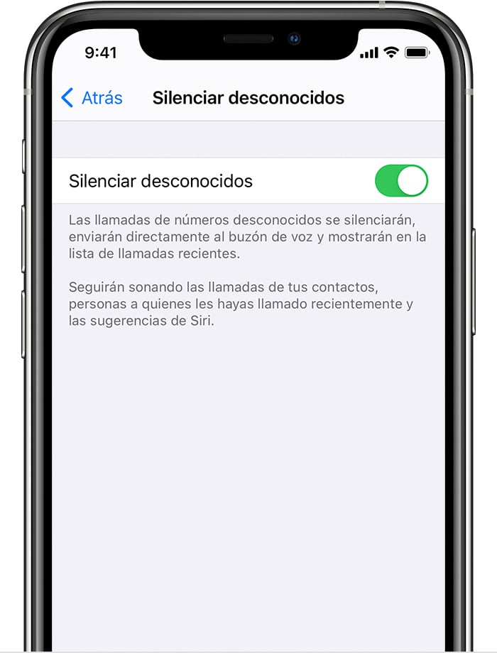 silenciar números desconocidos iphone